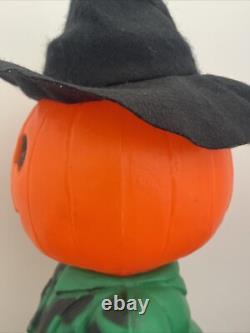 RARE Vintage Mr. Blinky Farmer Jack O Lantern Blow Mold Halloween With Hat