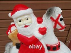 RARE Vintage Union Santa on Rocking Horse Christmas Blow Mold Yard Decor 3' Wide