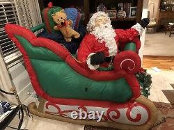 READ DESCRIPTION Gemmy 2010 Airblown Inflatable Realistic Santa in Sleigh RARE