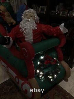 READ DESCRIPTION Gemmy 2010 Airblown Inflatable Realistic Santa in Sleigh RARE