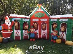 REINDEER STABLE 12 Foot Lighted Airblown Inflatable Santa Christmas Yard Blow Up