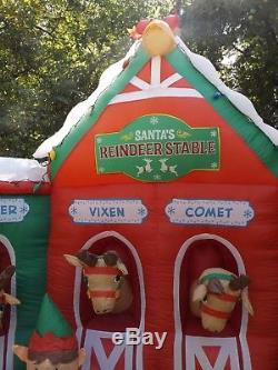Reindeer Stable 12 Foot Lighted Airblown Inflatable Santa Christmas ...