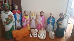 Rare 10 piece Empire Blow Mold light up Nativity Scene Christmas