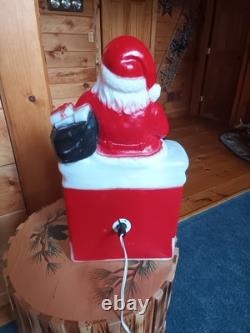 Rare 1981 Carolina vintage Christmas Blow Mold Santa Claus Chimney Fireplace 17