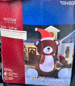 Rare 2017 Holiday Living 8.5ft Animated Airblown Christmas Teddy Bear Inflatable