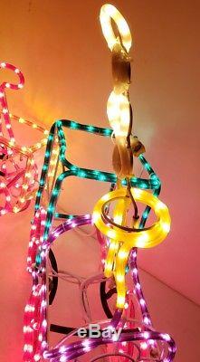 Rare 3-D Christmas Rope Train Xmas Holiday Decoration Big Light Sculpture