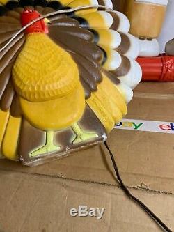 Rare 3 Union Don Featherstone Light Up Blow Mold THANKSGIVING PILGRIMS TURKEY