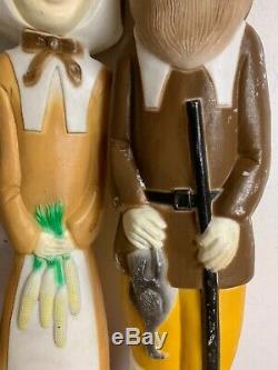 Rare 3 Union Don Featherstone Light Up Blow Mold THANKSGIVING PILGRIMS TURKEY