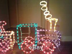 Rare 3D Christmas Rope Train Xmas Holiday Decoration Big Light Sculpture + Box