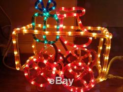 Rare 3D Christmas Rope Train Xmas Holiday Decoration Big Light Sculpture + Box