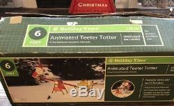 Rare 6' Gemmy Christmas Reindeer Santa Animated Teeter Totter Retired Spotlight