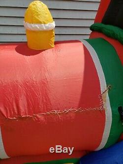 Rare Christmas Gemmy Airblown Inflatable Animated Santa Penguin Elf Train