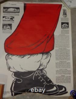 Rare Circa 1940's-50's Life Size Santa Craft or Woodworking Pattern with Tube