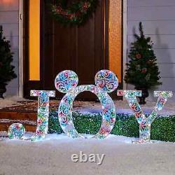 Rare Disney Holiday Christmas Decoration JOY Sign Mickey Ears Lighted Display