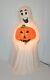 Rare Drainage Halloween Blow Mold Ghost With Pumpkin Yard Decoration 30 In