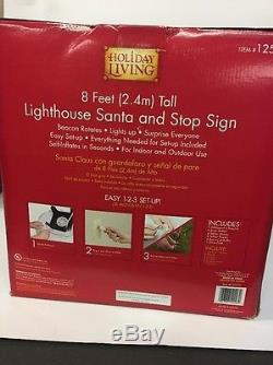Rare GEMMY HOLIDAY LIVING AIRBLOWN INFLATABLE 8FT Santa With Lighthouse & Beacon