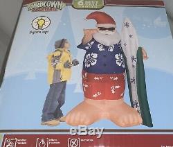 Rare Gemmy Christmas Airblown Inflatable 6ft Surfer Santa- 2008
