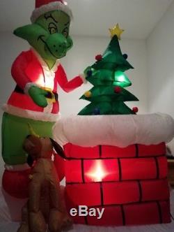 Rare Gemmy Grinch Max Chimney Christmas Airblown Inflatable Tree