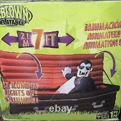 Rare Gemmy Halloween Airblown Inflatable Animation 7ft Vampire Coffin UNTESTED