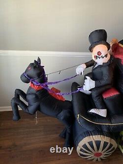 Rare Gemmy Halloween Inflatable Airblown 8ft Carriage Hearse with Sound