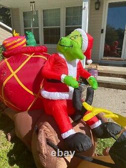 Rare Gemmy How The Grinch Stole Christmas 7' Airblown Yard Inflatable Sleigh