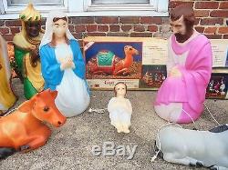 Rare Large Vintage Empire Nativity Set Jesus Mary Blowmold Xmas Vgc Light Lamp