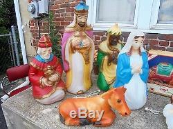 Rare Large Vintage Empire Nativity Set Jesus Mary Blowmold Xmas Vgc Light Lamp