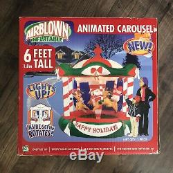 Rare NEW 6 Ft Inflatable Animated Carousel Rotating Christmas Airblown Gemmy