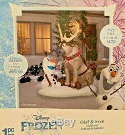 Rare New 7 Ft Tall Christmas Disney Frozen Olaf & Sven Led Inflatable Gemmy
