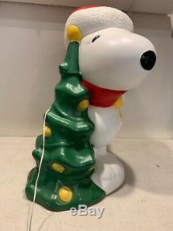 Rare Peanuts Snoopy Woodstock & Tree Lighted Blow Mold Christmas 31 Nice Shape