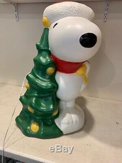 Rare Peanuts Snoopy Woodstock & Tree Lighted Blow Mold Christmas 31 Nice Shape