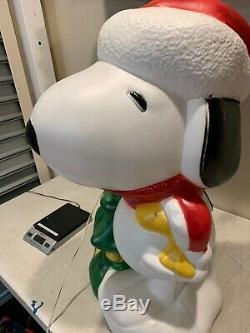 Rare Peanuts Snoopy Woodstock & Tree Lighted Blow Mold Christmas 31 Nice Shape