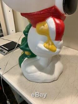 Rare Peanuts Snoopy Woodstock & Tree Lighted Blow Mold Christmas 31 Nice Shape