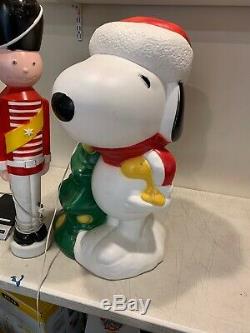 Rare Peanuts Snoopy Woodstock & Tree Lighted Blow Mold Christmas 31 Nice Shape