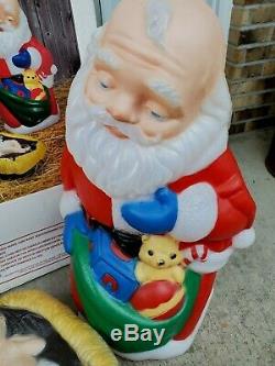 Rare Praying Santa & Christ Child Blow Mold Vintage Lighted Plastic Chistmas