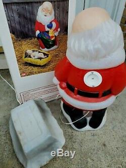 Rare Praying Santa & Christ Child Blow Mold Vintage Lighted Plastic Chistmas