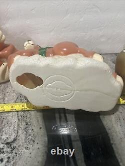 Rare Santa Sleigh and eight reindeer Christmas Vtg Blow Mold Pathway Toppers