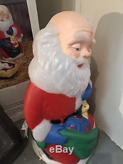 Rare! TPI Kneeling Santa Withbaby Jesus Christmas Blow Mold In Original Box! Light