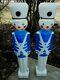 Rare Two Blue Union Soldiers Blow Molds Lighted Plastic
