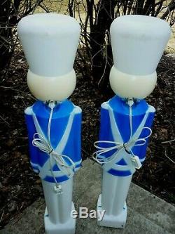 Rare Two Blue Union Soldiers Blow Molds Lighted Plastic