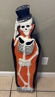 Rare VTG Don Featherstone Blow Mold Halloween Skeleton with Top Hat Has WEAR READ