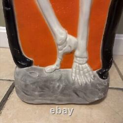 Rare VTG Don Featherstone Blow Mold Halloween Skeleton with Top Hat Has WEAR READ