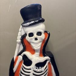 Rare VTG Don Featherstone Blow Mold Halloween Skeleton with Top Hat Has WEAR READ