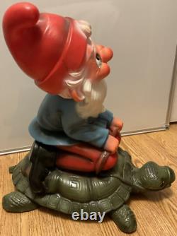 Rare Vintage 15 Gotz Gnome Dwarf Riding Turtle 92528 Imp Fairytale Blow Mold
