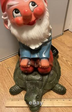 Rare Vintage 15 Gotz Gnome Dwarf Riding Turtle 92528 Imp Fairytale Blow Mold