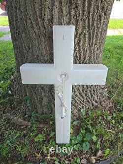 Rare Vintage 1998 Union Products White Blow Mold Light Up Christmas Easter Cross Rare Vintage 1998 Union Products White Blow Mold Light Up Christmas Easter Cross