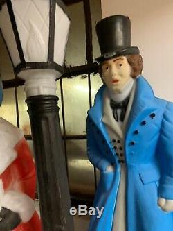 Rare Vintage Christmas Dickens Mr. & Mrs. Black Lamp Post Blow Molds FREE SHIPP