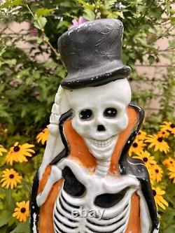 Rare Vintage Don Featherstone Blow Mold Halloween Skeleton with Top Hat PLUS! 