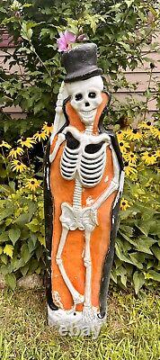 Rare Vintage Don Featherstone Blow Mold Halloween Skeleton with Top Hat PLUS! 