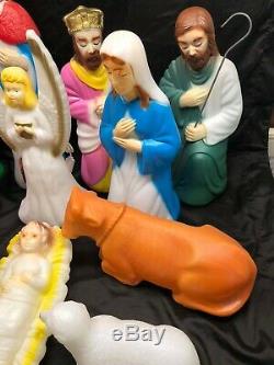 Rare Vintage Empire Blow Mold 12 Piece Table Top Nativity Set